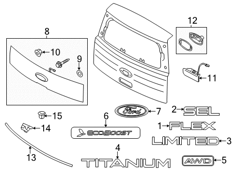 2010 Ford Flex Exterior Trim - Lift Gate Diagram