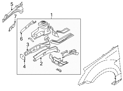 2009 Ford Focus Inner Rail, Front Outer Driver Side Diagram for 8S4Z-16055-TA