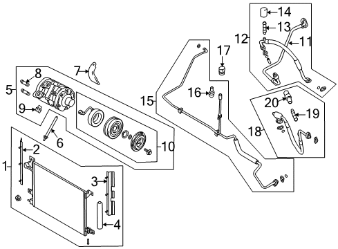 2011 Ford Mustang A/C Condenser, Compressor & Lines Diagram 3 - Thumbnail