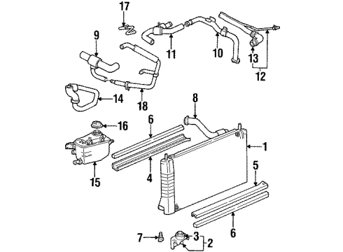 1998 Ford Taurus Radiator & Components Diagram