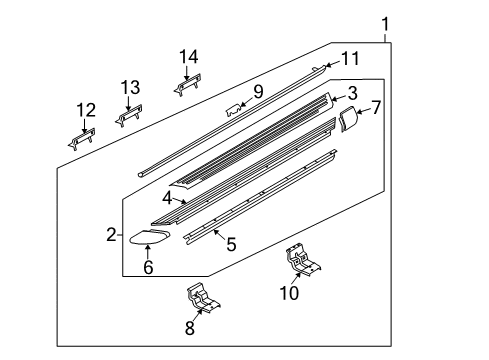 2008 Ford Explorer Running Board, Driver Side Diagram for 8L2Z-16451-BB