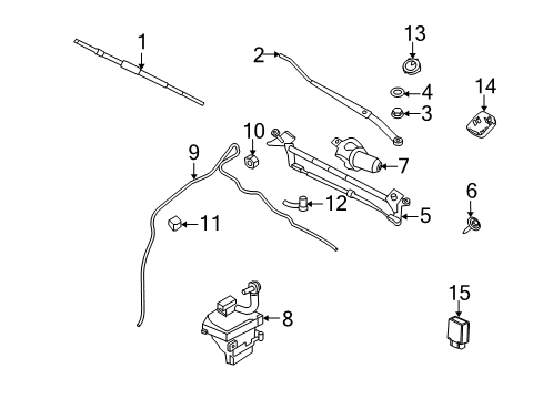 2012 Ford Fusion Wiper & Washer Components, Body Diagram 2 - Thumbnail