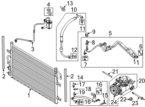 2017 Ford Flex A/C Condenser, Compressor & Lines Diagram
