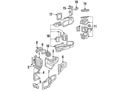 1997 Mercury Grand Marquis A/C Evaporator & Heater Components Diagram