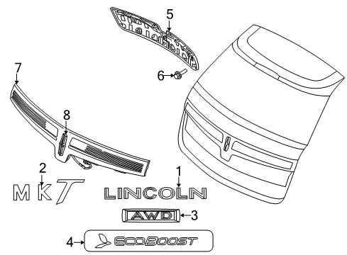 2012 Lincoln MKT Exterior Trim - Lift Gate Diagram