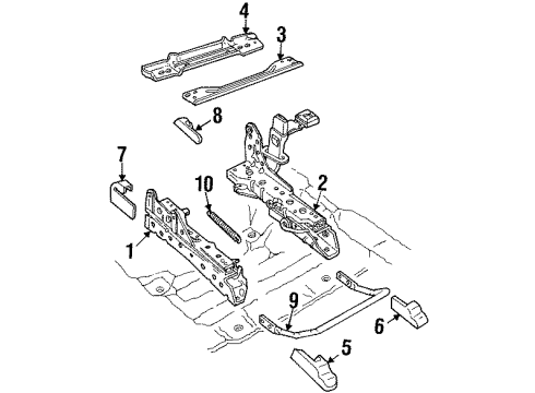 1998 Ford Crown Victoria Seat Track, Outer Passenger Side Diagram for F7AZ-5461704-AA