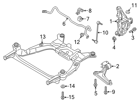 2014 Ford Fusion Front Suspension Components, Lower Control Arm, Stabilizer Bar Diagram