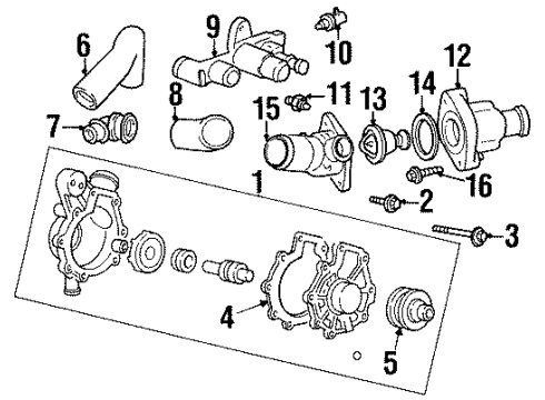 2000 Mercury Cougar Thermostat Housing, Upper Diagram for F5RZ-8K528-CC