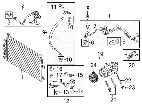 2014 Ford Special Service Police Sedan A/C Condenser, Compressor & Lines Diagram