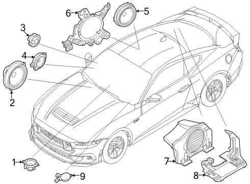 2024 Ford Mustang Speaker Diagram for PC3Z-18808-A