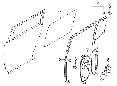 2010 Ford Flex Rear Door - Glass & Hardware Diagram