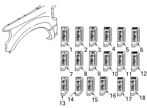 2017 Ford F-350 Super Duty Exterior Trim - Fender Diagram 2 - Thumbnail