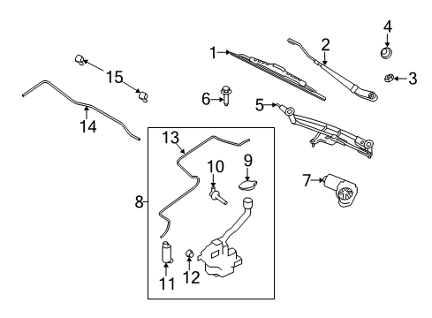 2010 Ford Flex Windshield - Wiper & Washer Components Diagram