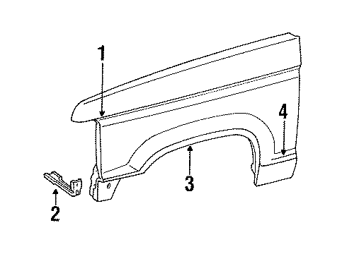1989 Ford Ranger Fender & Components, Exterior Trim Diagram