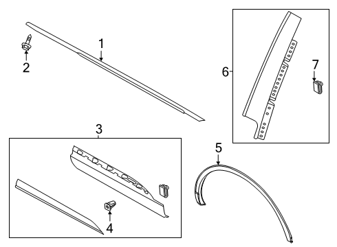 2020 Lincoln Aviator Applique, Passenger Side Diagram for LC5Z-78255A34-C
