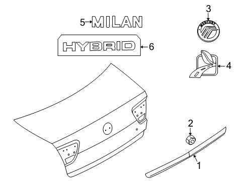 2010 Mercury Milan Exterior Trim - Trunk Lid Diagram