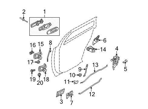 2006 Ford Crown Victoria Rear Door - Lock & Hardware Diagram