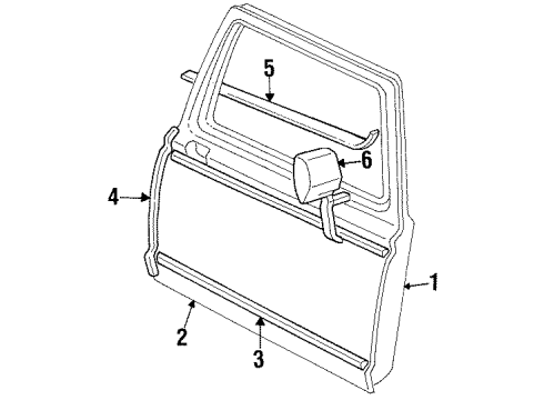 1993 Ford F-250 Front Door & Components, Outside Mirrors, Exterior Trim Diagram