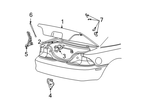 2003 Ford Mustang Trunk Lid, Rear Diagram for 2R3Z-6340110-AA