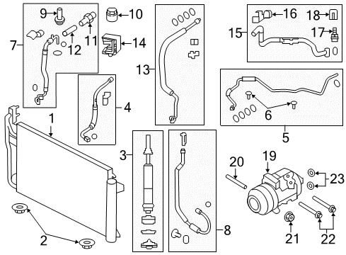 2010 Ford Edge A/C Condenser, Compressor & Lines Diagram