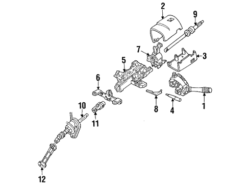 1992 Lincoln Mark VII Steering Column Housing & Components, Shaft & Internal Components, Shroud, Switches & Levers Diagram
