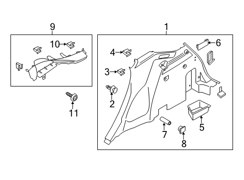 2016 Lincoln MKC Interior Trim - Quarter Panels Diagram