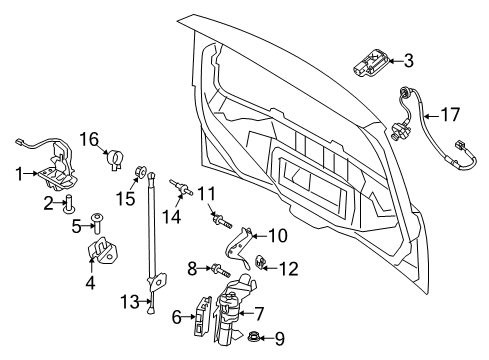2012 Lincoln MKT Lift Gate - Lock & Hardware Diagram