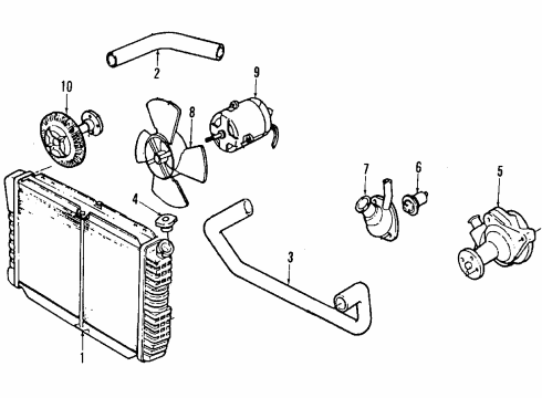1984 Mercury Capri Cooling System, Radiator, Water Pump, Cooling Fan Diagram