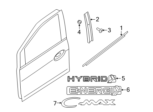 2017 Ford C-Max Exterior Trim - Front Door Diagram