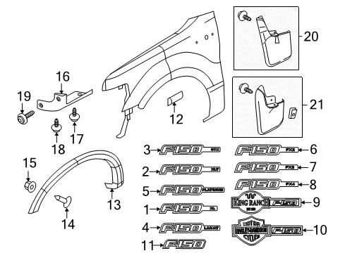 2013 Ford F-150 Exterior Trim - Fender Diagram