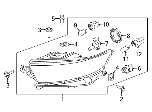 2016 Ford Police Interceptor Sedan Headlamp Assembly, Passenger Side Diagram for FG1Z-13008-C