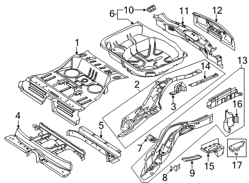 2015 Ford Explorer Rear Floor & Rails Diagram