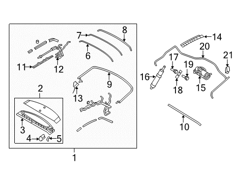 2006 Ford Mustang Frame & Components - Convertible Top Diagram