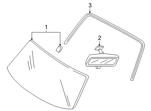 2007 Mercury Mariner Windshield Glass, Reveal Moldings Diagram 2 - Thumbnail