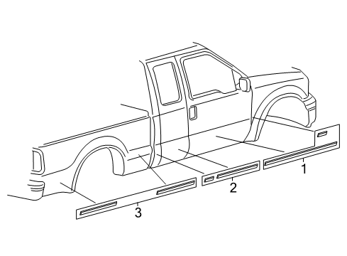2007 Ford F-250 Super Duty Stripe Tape, Driver Side Diagram for 5C3Z-26255A67-CAA
