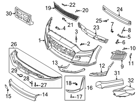 2022 Ford Mustang Bumper Cover, Front Diagram for KR3Z-17D957-AAPTM