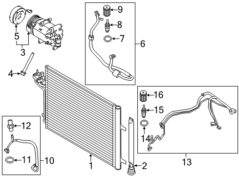 2014 Ford Transit Connect A/C Condenser, Compressor & Lines Diagram