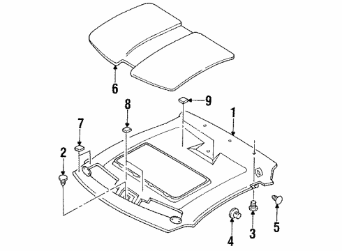 1997 Ford Probe Sunvisor, Passenger Side Diagram for F72Z6104104J