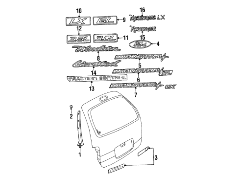 1998 Ford Windstar Nameplate, Black Diagram for F78Z-1642528-AA