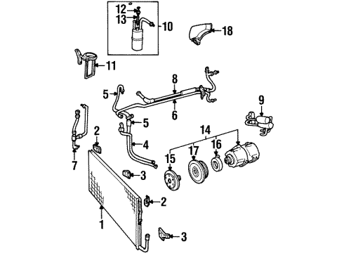 1995 Lincoln Continental A/C Condenser, Compressor & Lines Diagram