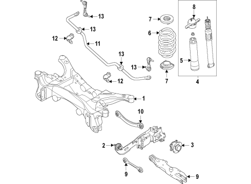 2022 Ford Bronco Sport Rear Suspension, Lower Control Arm, Upper Control Arm, Stabilizer Bar, Suspension Components Diagram
