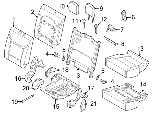 2023 Ford F-250 Super Duty Seat Cushion Pad, Rear Passenger Side Diagram for ML3Z-1863840-A