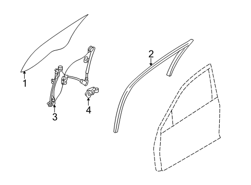 2007 Ford Fusion Front Door - Glass & Hardware Diagram