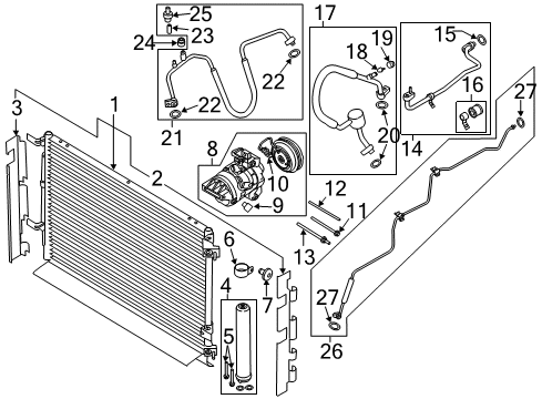 2017 Ford Mustang A/C Condenser, Compressor & Lines Diagram