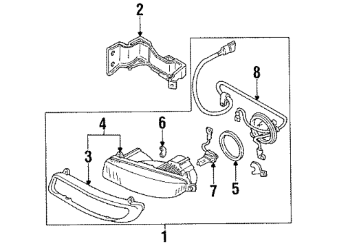 1996 Ford Aspire Fog Lamp Assembly, Rear Driver Side Diagram for F4BZ15200B