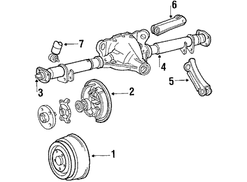 1988 Lincoln Town Car Rear Suspension, Axle Housing, Control Arm Diagram 2 - Thumbnail