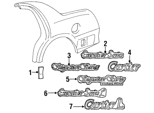 1998 Lincoln Town Car Exterior Trim - Quarter Panel Diagram