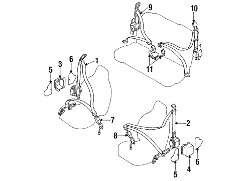 1997 Ford Probe Retractor Assembly, Driver Side Diagram for F72Z-61611B69-AAA