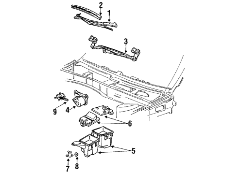 1992 Ford Taurus Windshield - Wiper & Washer Components Diagram