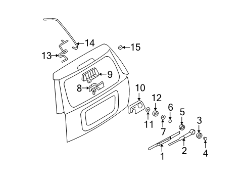 2007 Mercury Mountaineer Lift Gate - Wiper & Washer Components Diagram
